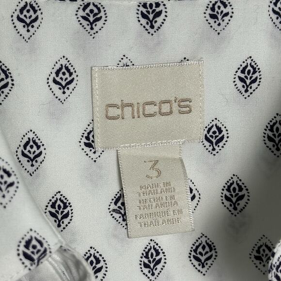 Chico’s No Iron Paisley Mirror Shirt Women’s Size XL 3 Button Front Colorful - Picture 3 of 11